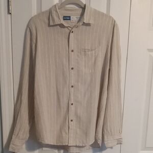 Old Navy Men's Light Tan Striped Button-Down Shirt